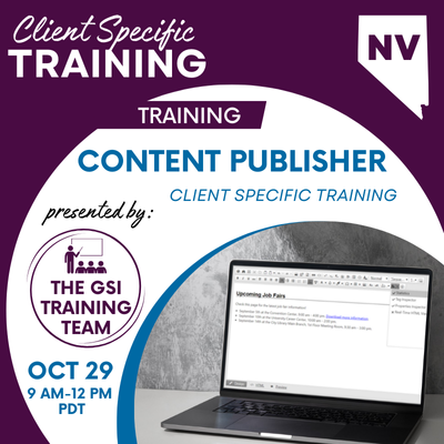 Training Opportunities Graphic: Lunchtime Learning Training Content Management System in VOS Sapphire - Presented by The GSI Training Team September 25th 2-3 PM EST